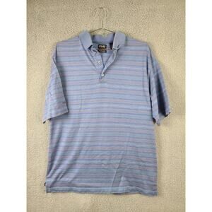 Ping Collection Mens Mercerized Cotton Golf Polo Shirt Size L Blue Striped